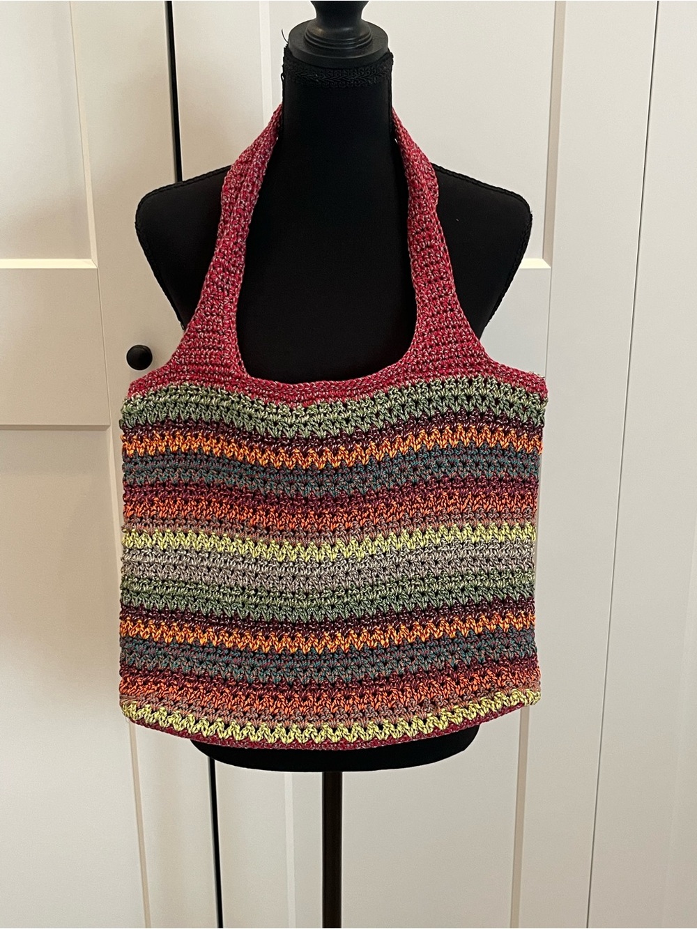 The Sak Gypsy Crocheted Vivid Multistripe Tote Charms Boho Hippie Festival NWT - Picture 7 of 14